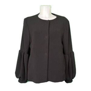 ChePè Italy - Black Balloon Sleeve Button Front Jacket - L